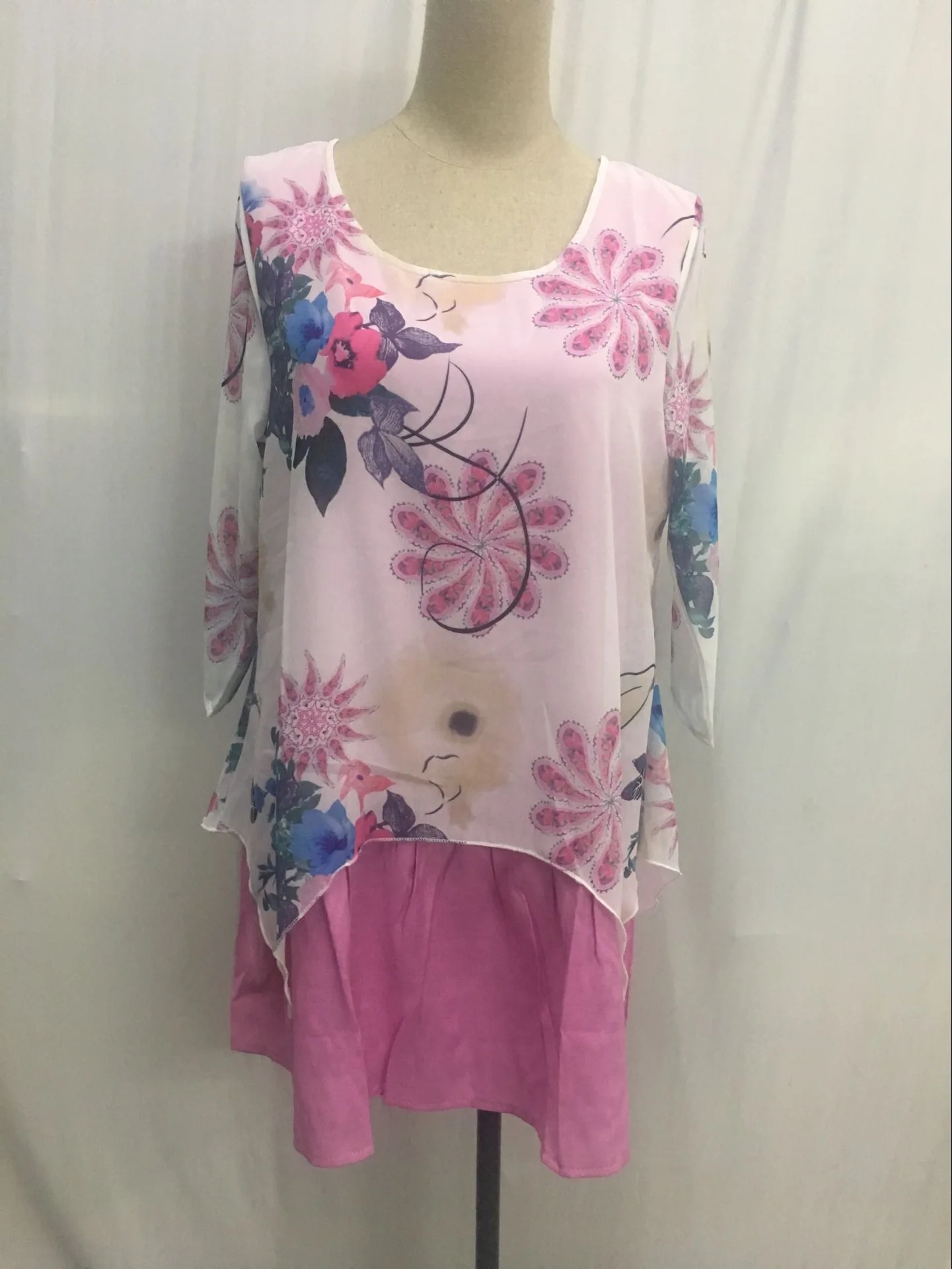 

2019 Summer Women Floral Print Dress Casual Loose Cotton and Linen Print Plus Size Dress Female Irregular Large size Dress S-4XL