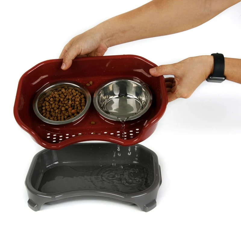 Миски для питья собак, кошек, домашних животных из нержавеющей стали, миска для еды с защитой от перегородок, двойная миска для домашних животных, alimentador perro