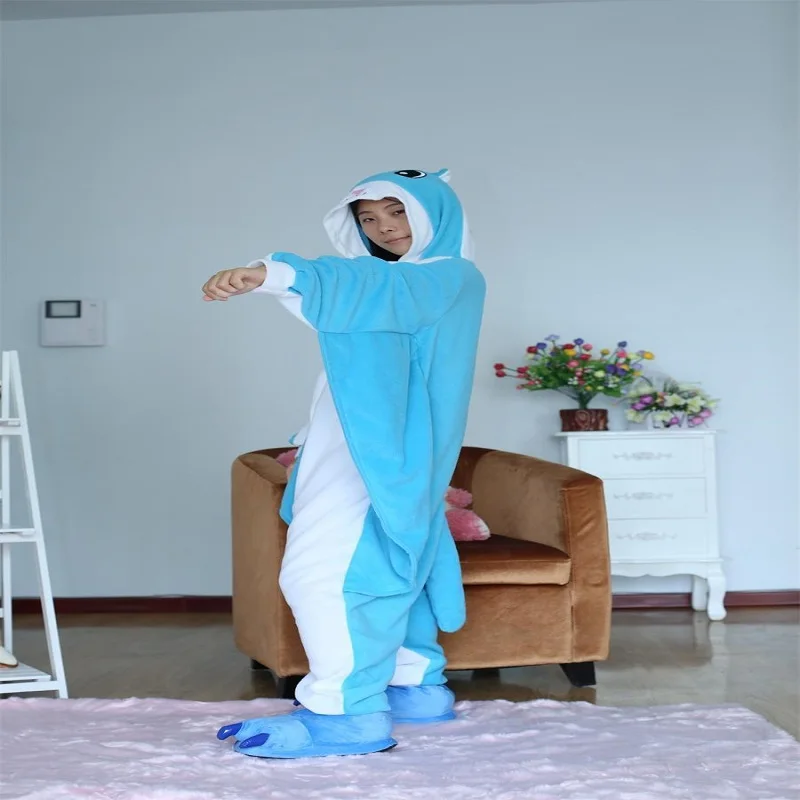Синий летяга Комбинезоны пижамы Sleepsuit взрослых Аниме Пижама Костюм Хэллоуин