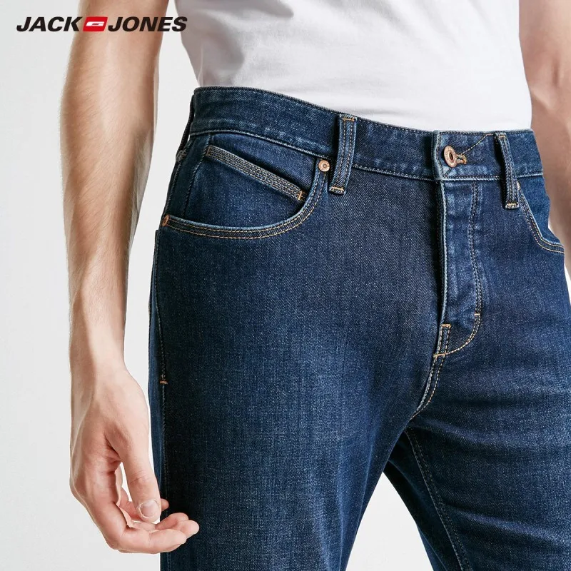 JackJones зимние мужские удобные хлопковые повседневные джинсы тонкие темно-синие