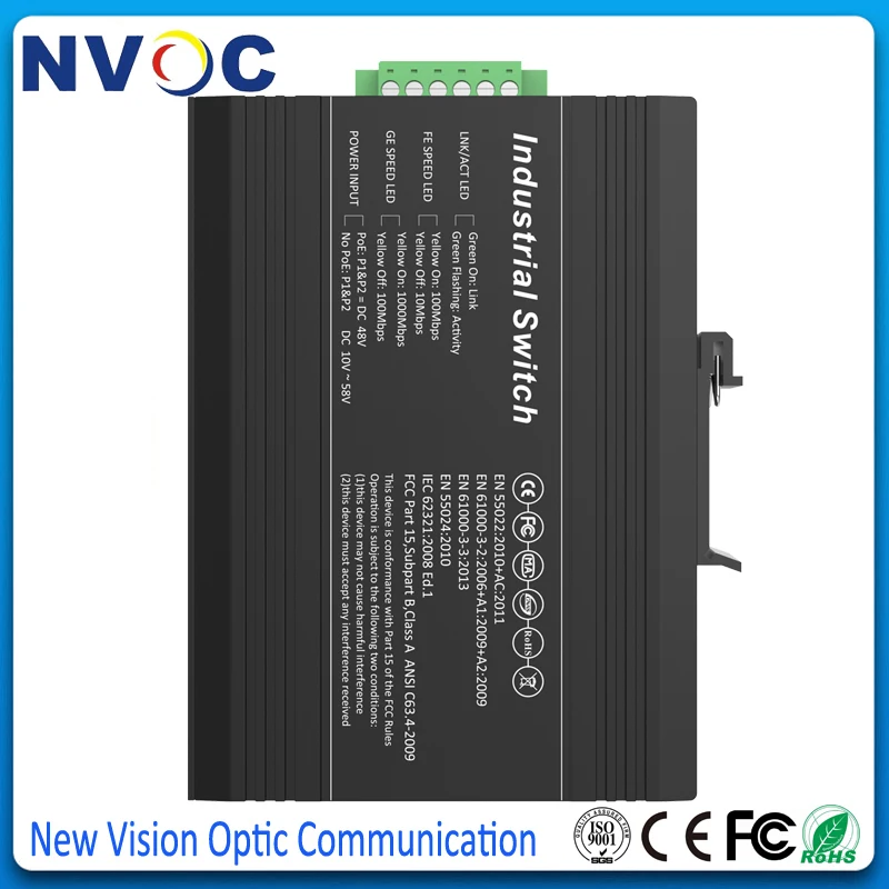 100 м 2 слота SFP + 10/100 6 портов RJ45 неуправляемый промышленный волоконный медиа