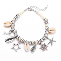 shell starfish dolphin star pendant anklets for women stone beads shell bracelet anklet bohemian bracelets on leg beach jewelry