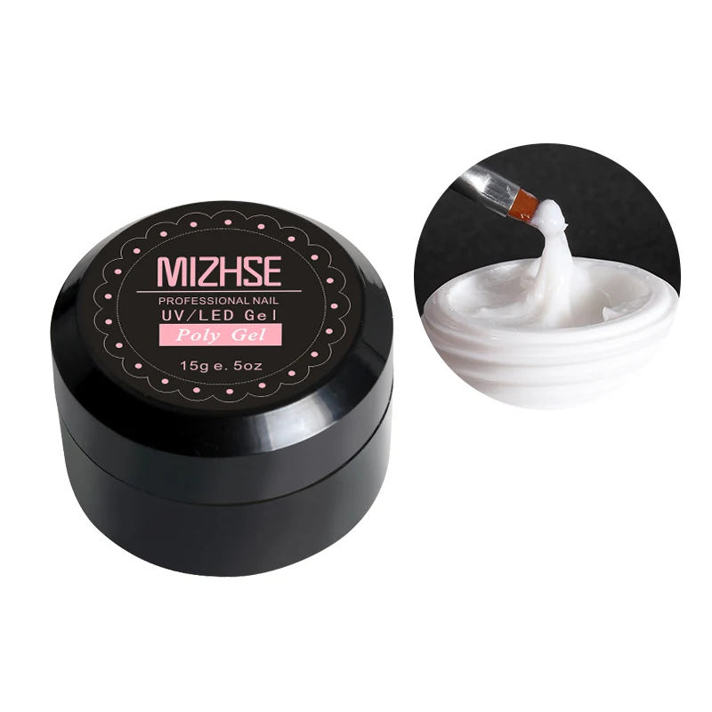 Milky White MIZHSE 15 г полигель для наращивания ногтей стекло твердое желе быстрое строительство УФ гель для наращивания ногтей акриловый полигель замочить от полигель - Цвет: Milky White