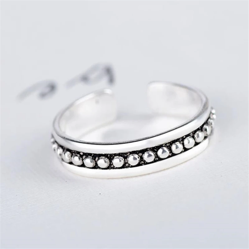KOFSAC Vintage Thai Silver Jewelry 925 Sterling Rings For Women Anniversary Simple Adjustable Ring Girl Best Gifts | Украшения и