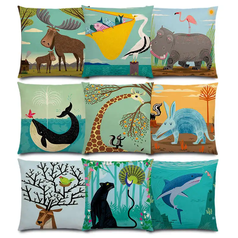 Забавные мультяшные животные хорошие друзья счастливая жизнь КИТ Олень жираф