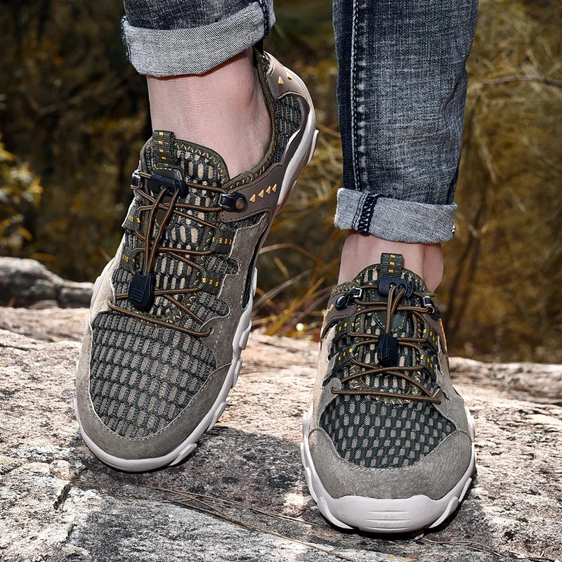 2019 Fashion Outdoor Sneakers Men Light Breathable Climbing Shoes Summer Trekking Wading Trail Water Plus Size 39-45 | Обувь