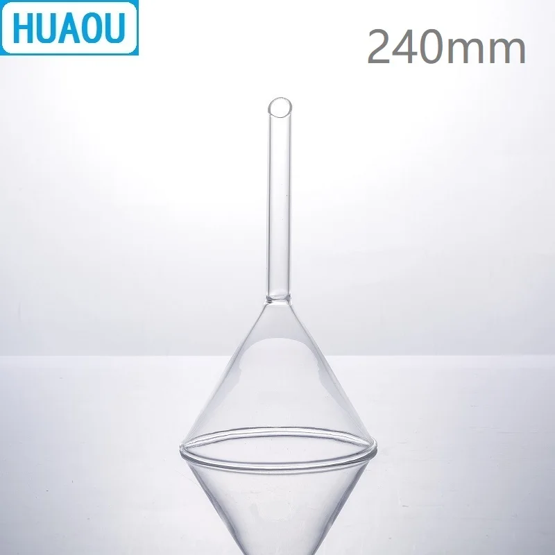 

HUAOU 240mm Stripe Funnel Short Stem 60 Degree Angle Neutral Glass Laboratory Chemistry Equipment