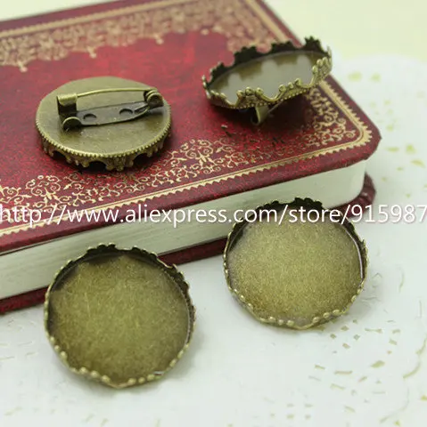 

Sweet Bell 20pcs/lot Antique Bronze crown Round Photo Jewelry Making 25mm Vintage Brooch Cabochon Pendant Settings A3093
