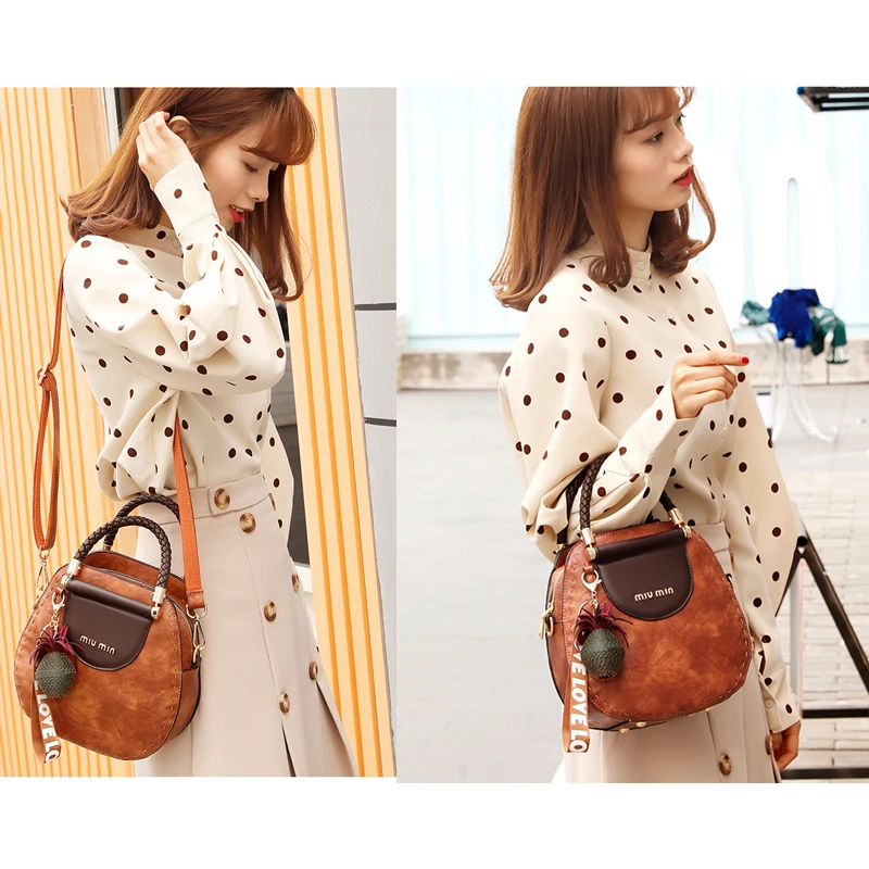 Новая брендовая Красная кожаная круглая сумка летние сумки на плечо для женщин