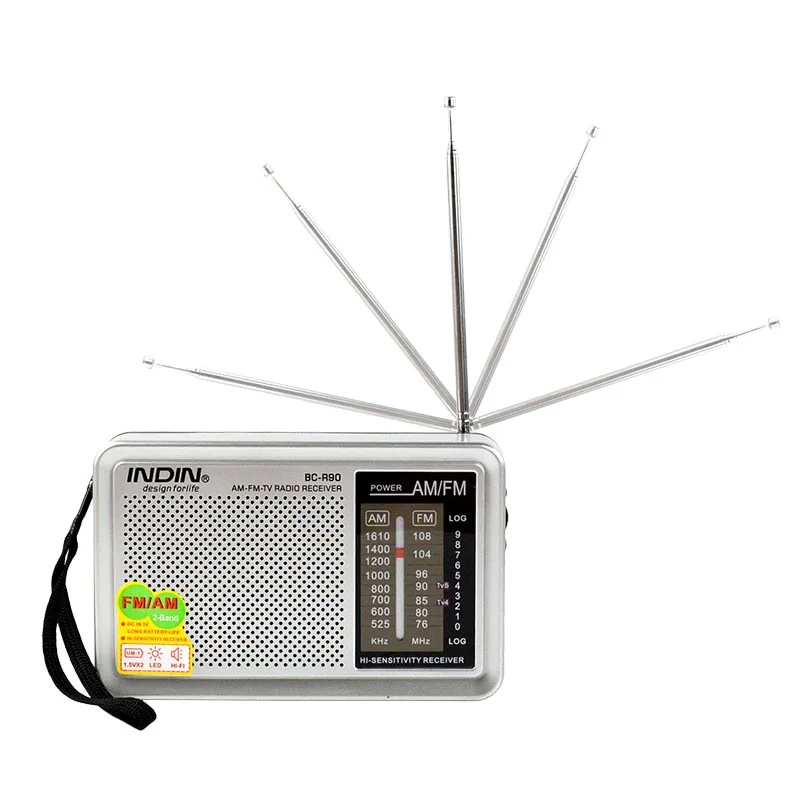 Portable Slim Universal AM/FM Receiver Radio Antenna Built in Speaker BC-R90 | Электроника