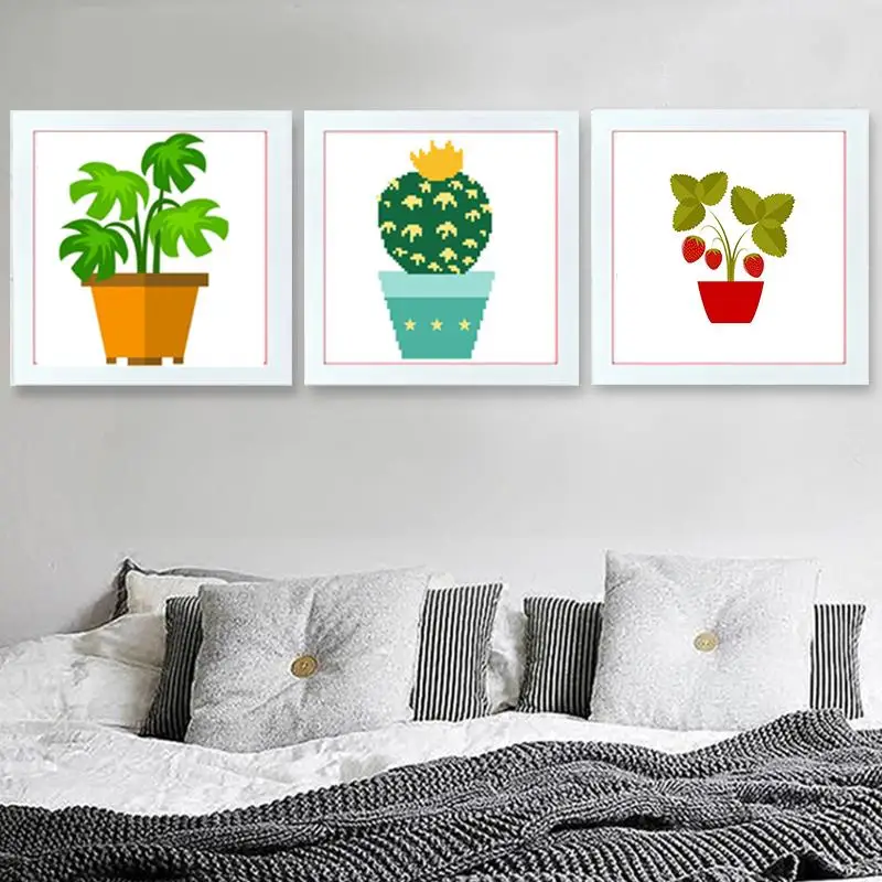 OSH Hemp plant flowers counted diy cross stitch kits patterns printed fabric embroidery needlework sets needlepoint thread | Дом и сад