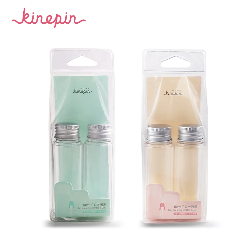 KINEPIN 2pcs 50ML Travel Cosmetic Bottles PETG Eco-friendly Empty Plastic Refillable Bottle Aluminium Screw Top Shampoo Containe | Красота и