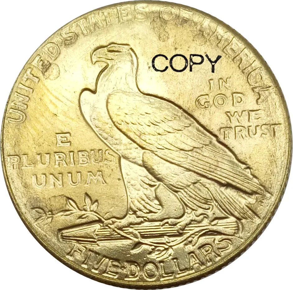 

United States Indian Head 5 Dollars Gold 1929 Brass Copy Coins