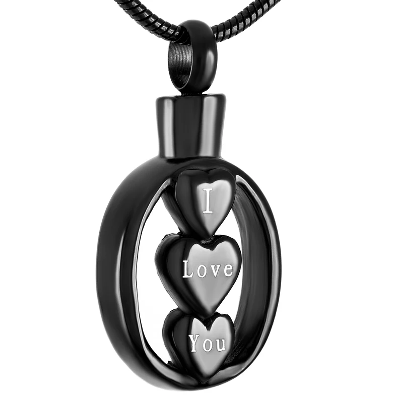 

IJD9105 Engraved I Love You Forever Heart Together Cremation Urn Jewelry For Memorial Ashes Keepsake Pendant Necklace