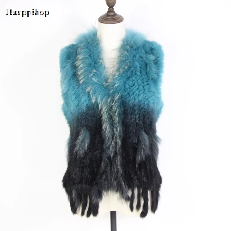 Жилет из натурального кроличьего меха с большим воротником енота новинка 2019|fur