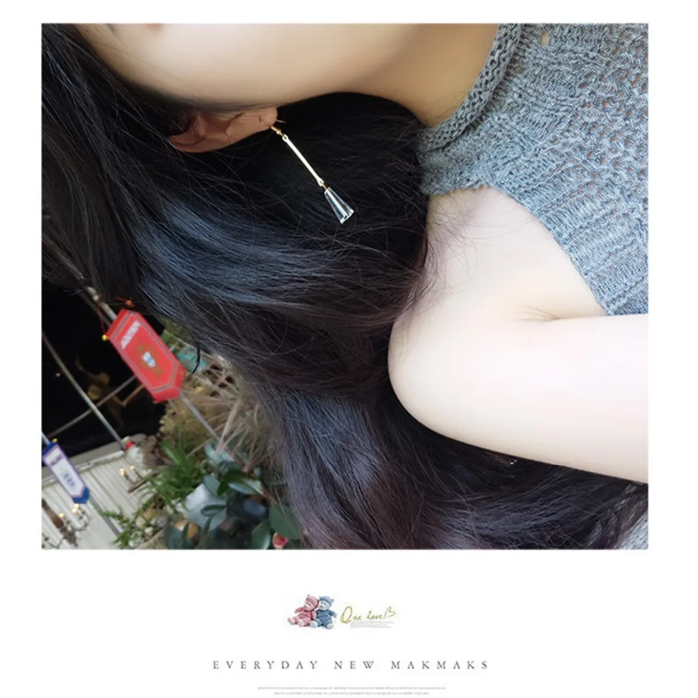 Linear skinny metal earrings crystal for lady | Украшения и аксессуары