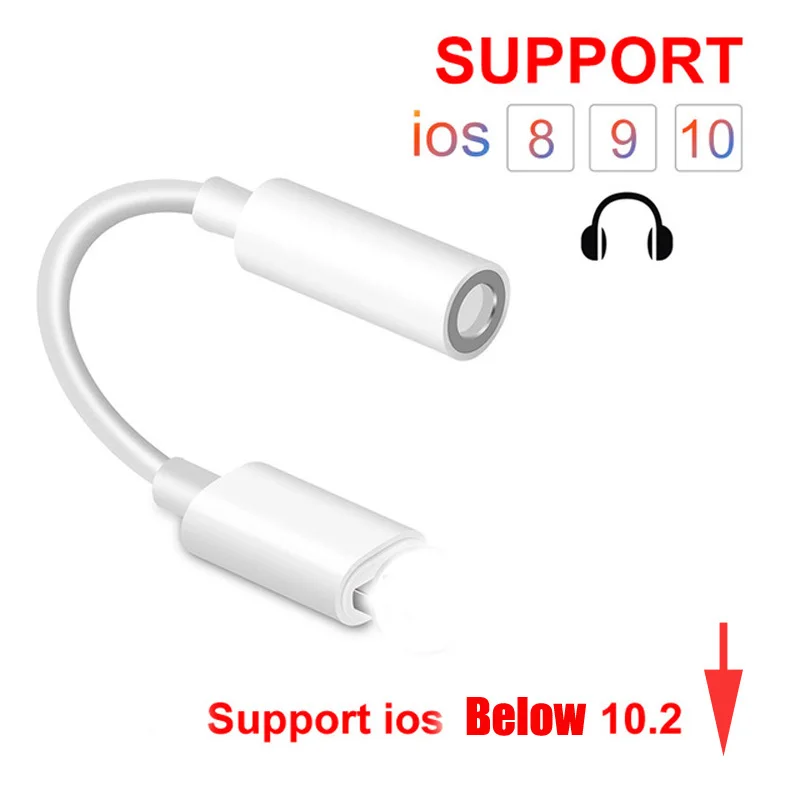 For IOS 10.2 below IOS 13 адаптер для наушников для iPhone 11 Pro Max 7 8 X XR AUX адаптер для Lightning Female до 3,5 мм штекер для наушников аудио кабель - Цвет: For IOS 10.2 below