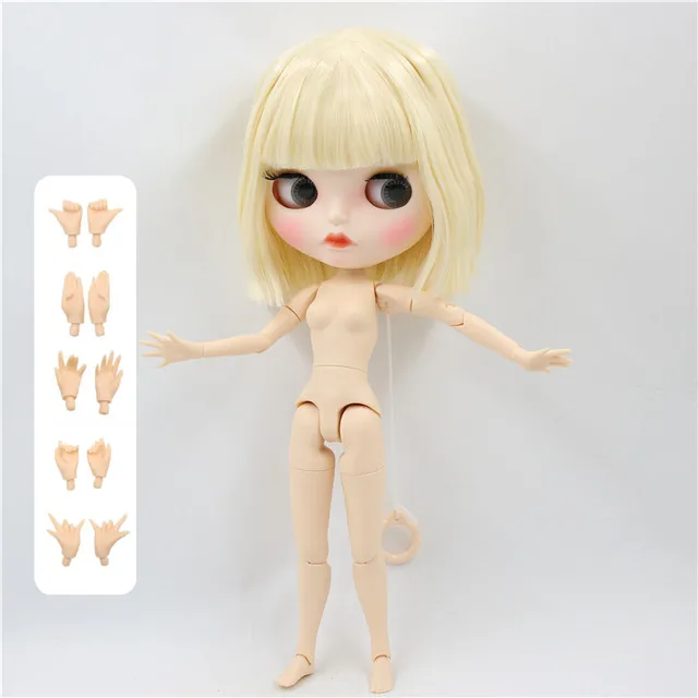 doll with hand A Ледяная фабрика blyth кукла 1/6 bjd белая кожа сустава тела короткие светлые волосы, новое матовое лицо резные губы с бровью 30 см BL0510 - Цвет: doll with hand A