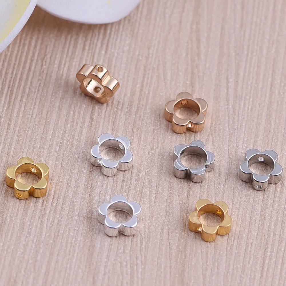 

50PCS/lot Wholesale Samall Copper Plum Flower Charms Pendants For Bracelets Diy Jewelry Making Accessories
