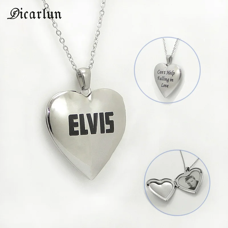 Ожерелье в виде сердца DICARLUN ожерелье с надписью Elvis Song Openable кулон фото ошейник из