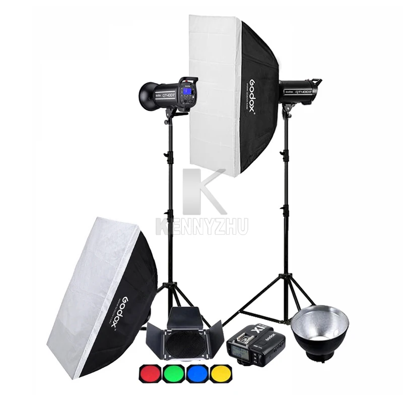 2x Godox QT400II M 400WS HSS 1/8000 2 4G беспроводное освещение вспышка стробоскоп в комплекте + X1T