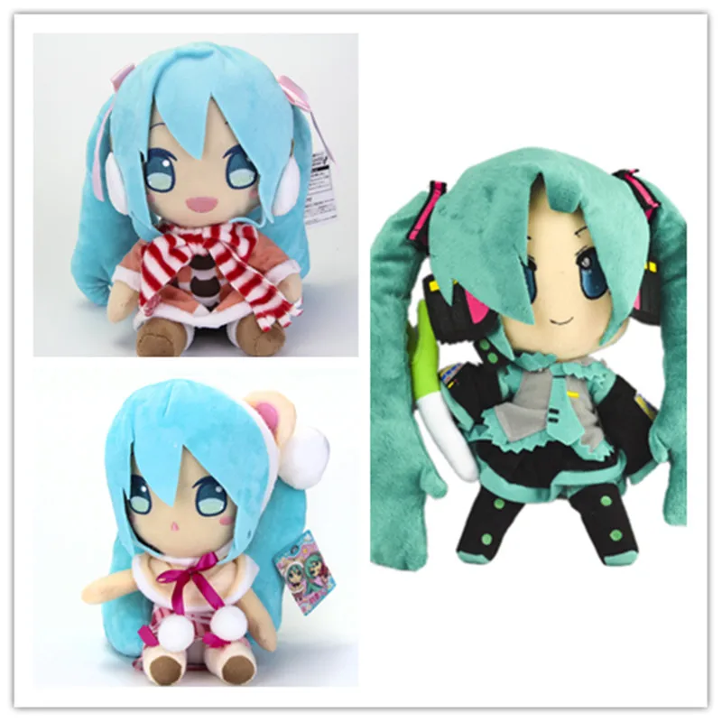 3 стиля аниме Вокалоид Hatsune Снежная Мику с шалью зимой Классическая Сидящая Косплей Kawaii милая плюшевая игрушка кукла 25 см
