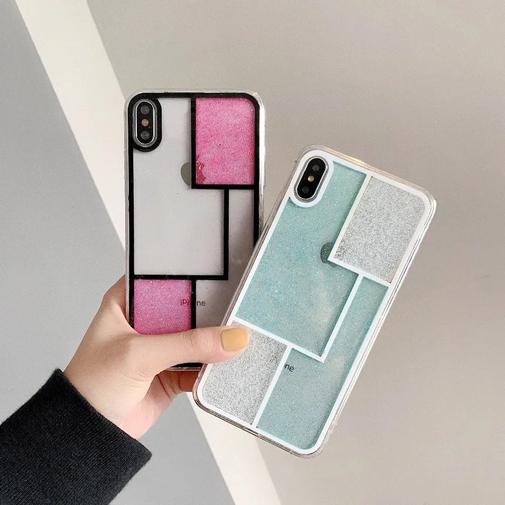 Exotic Phone Case For iPhone XR Glitter Geometric Elegant Grid Back Cover Xs max Cases 8 7 6plus Luxury Coque |