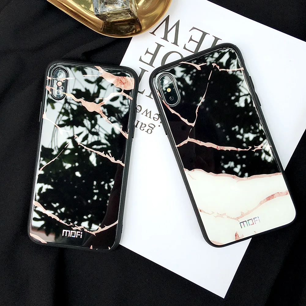 Чехол для iphone X Mofi x чехол из закаленного стекла задняя крышка твердого мрамора