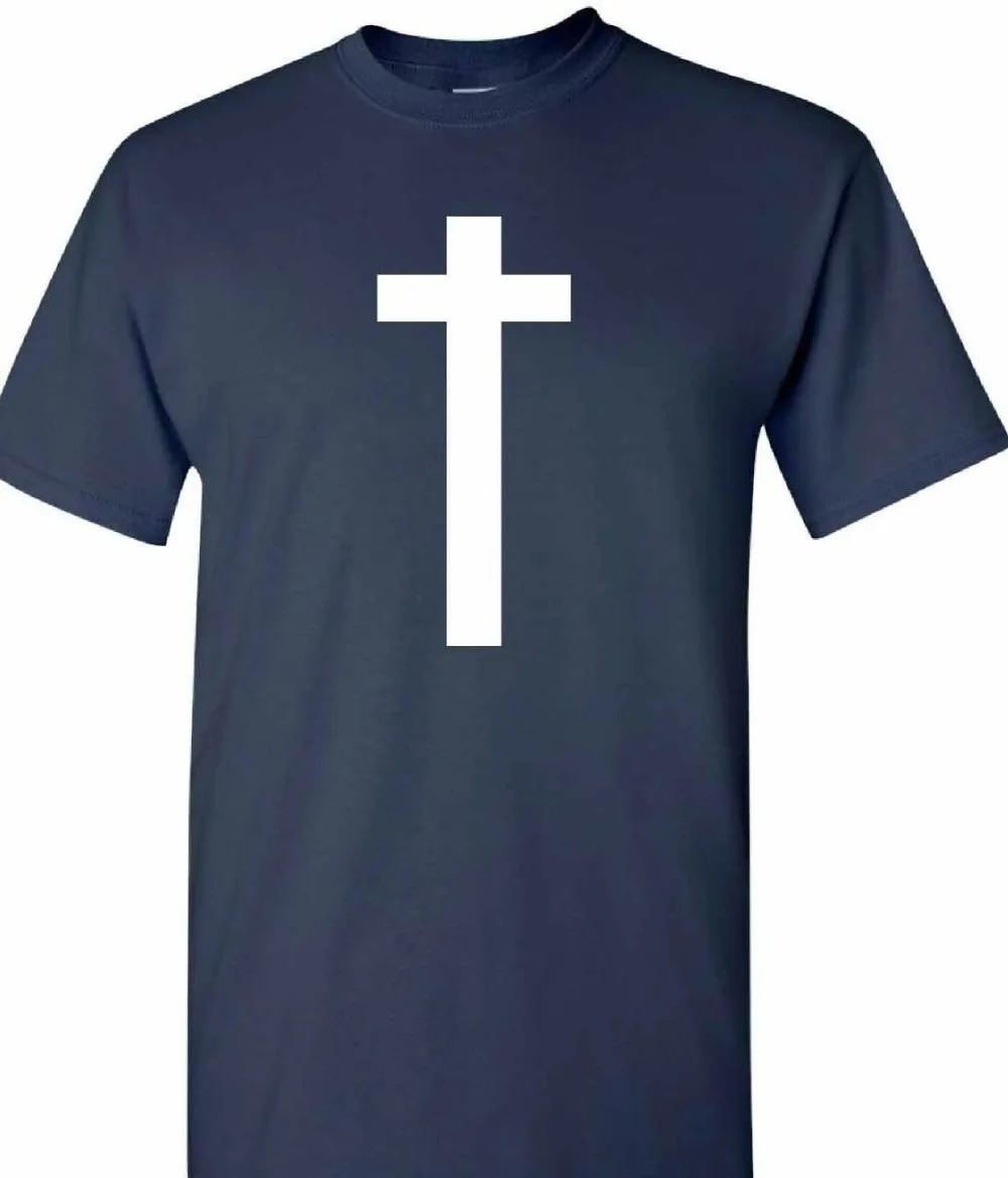 Мужская футболка с принтом Христос Кристиан Иисус крест простая в морском стиле