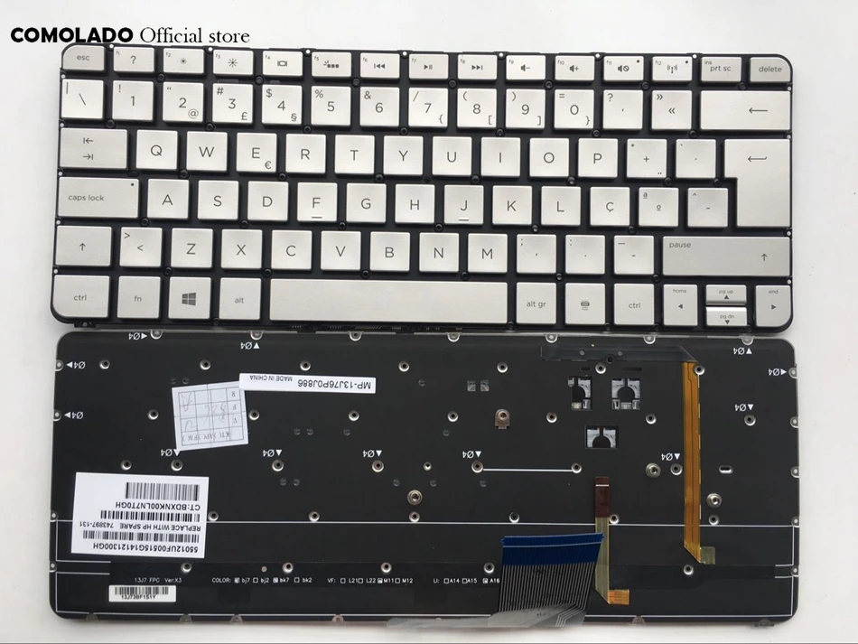 PO португальский клавиатура для HP Spectre 13 3000 3000ea 3000ed 3000ee 3000er 743897 131 серебро с