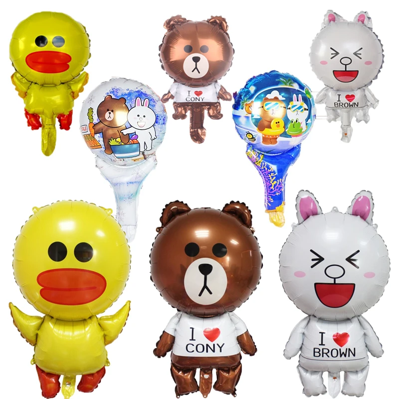 1 шт. воздушный шар с животными из мультфильмов коричневый медведь Кенни кролик