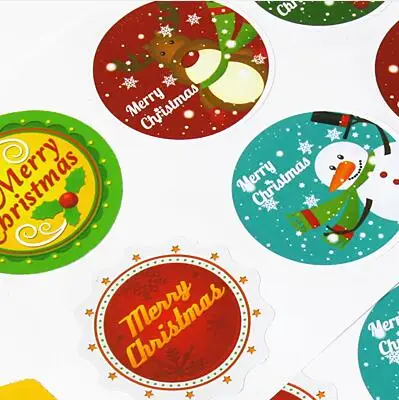 4cm MERRY Christmas festival decoration sticker, 8 styles per set, 20 sets/lot, Item No. FE08