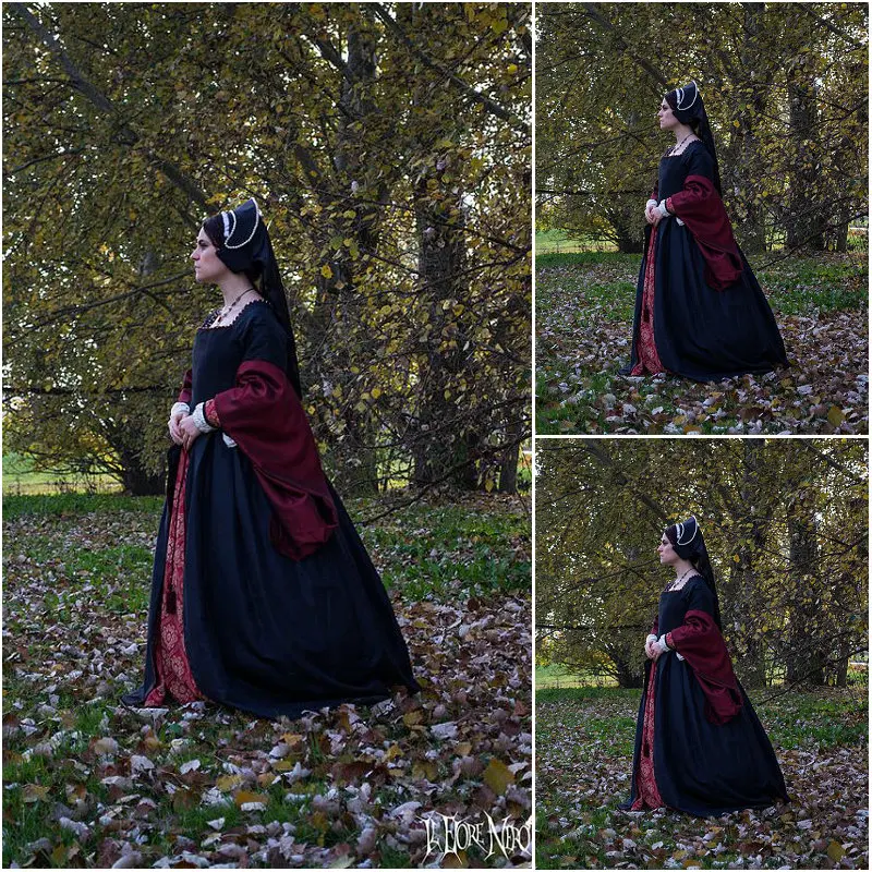 История! клиент-сделал роскошные черные винтажные костюмы Ренессанс платья