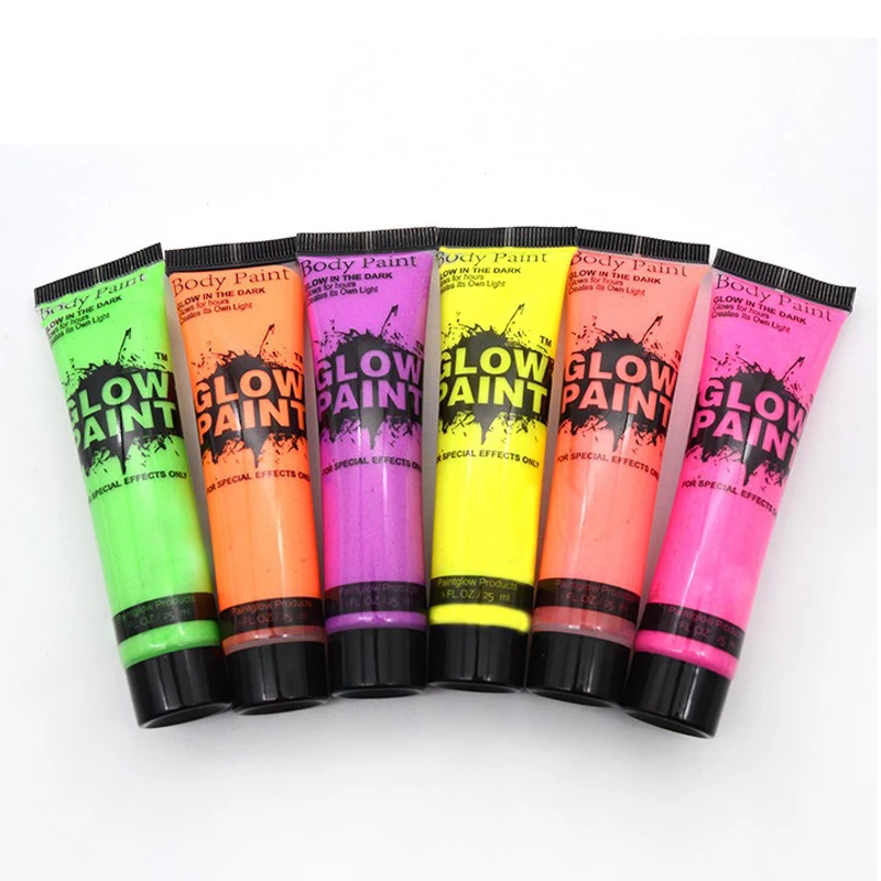 6 шт. неоновая флуоресцентная краска для тела вечерние костюмы на Хэллоуин