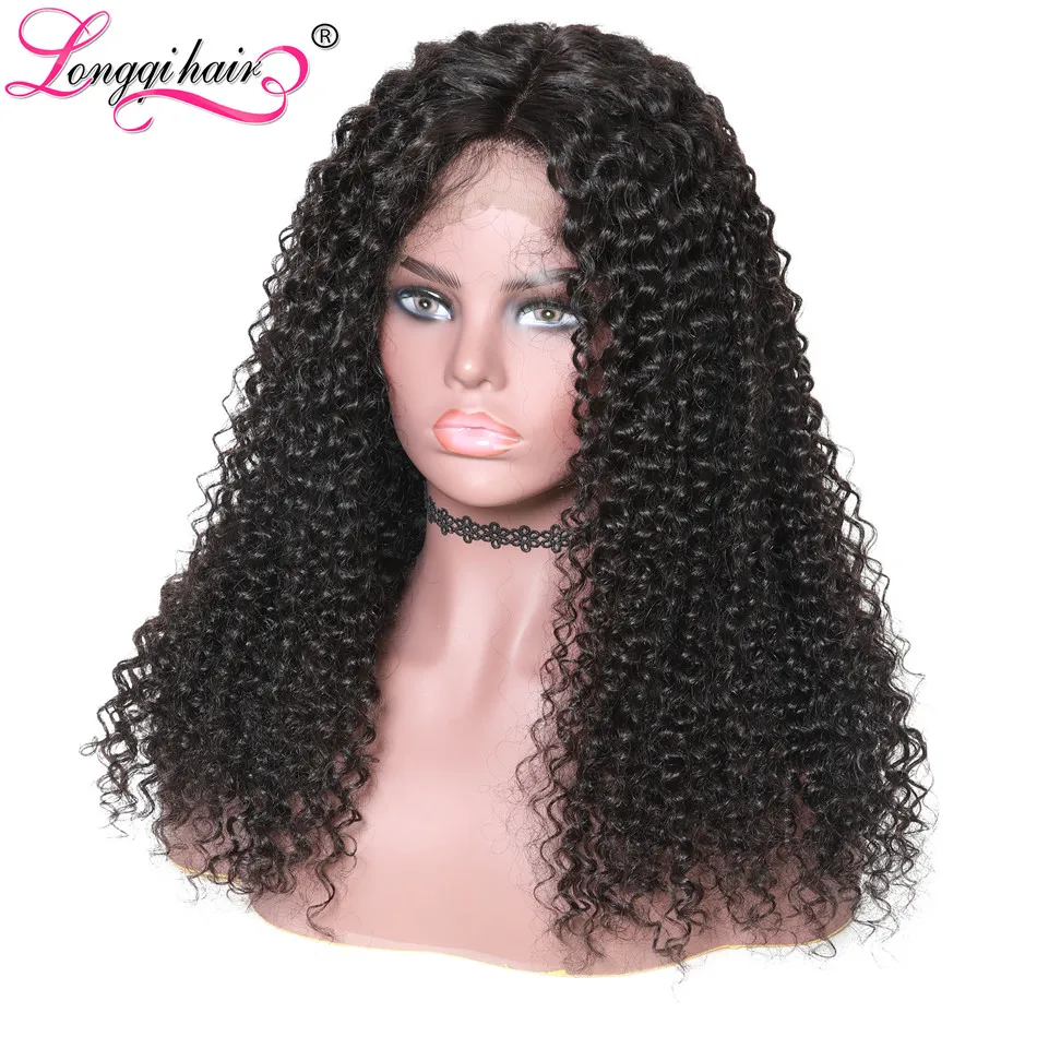 Longqi волос 13x6 Джерри вьющиеся волосы Remy человеческие Искусственные парики с
