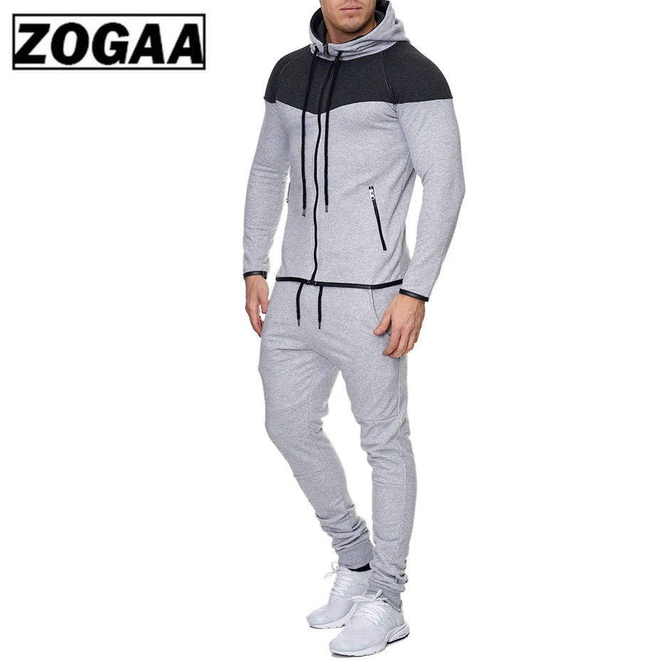 ZOGAA новинка 2019 мужской спортивный костюм из 2 частей комплекты с толстовками