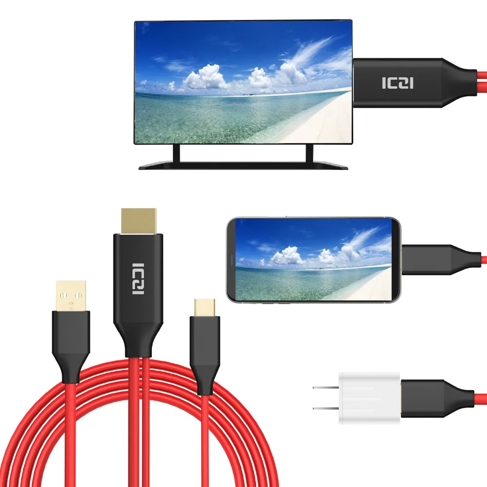 ICZI 4K 60HZ 1 8 m USB C к HDMI кабель для зарядки samsung S8 S9 Plus huawei mate 10 20 Pro P20 Macbook Pro|Кабели HDMI| |