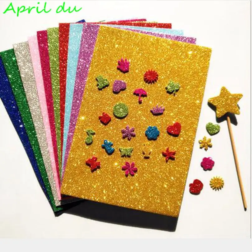 

Пайетки А4 April Du 10 шт., губка с клейкой поверхностью, односторонняя вспышка, толстая губка, бумага ЭВА, золотой порошок, ручная наклейка для де...