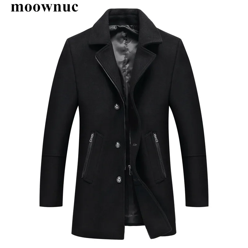 

moownuc New Men's Woolen Coats Autumn Winter Wool Overcoats for Men Business Thickening mens Windbreakers Homme M-3XL Jacket Men