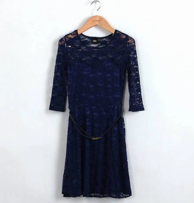 Dark Blue Женское летнее платье, мода, кружевное, стильное, обтягивающее, подходит ко всему, приталенное платье,,, Vestidos GZ003 - Цвет: Dark Blue