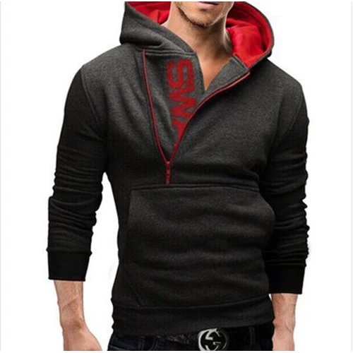 Gray red Новые поступления осень модные мужские Повседневное тонкий письмо печать головы Боковая молния 6 цветов кашемировый свитер мужской Верхняя одежда Топы тянуть - Цвет: Gray red