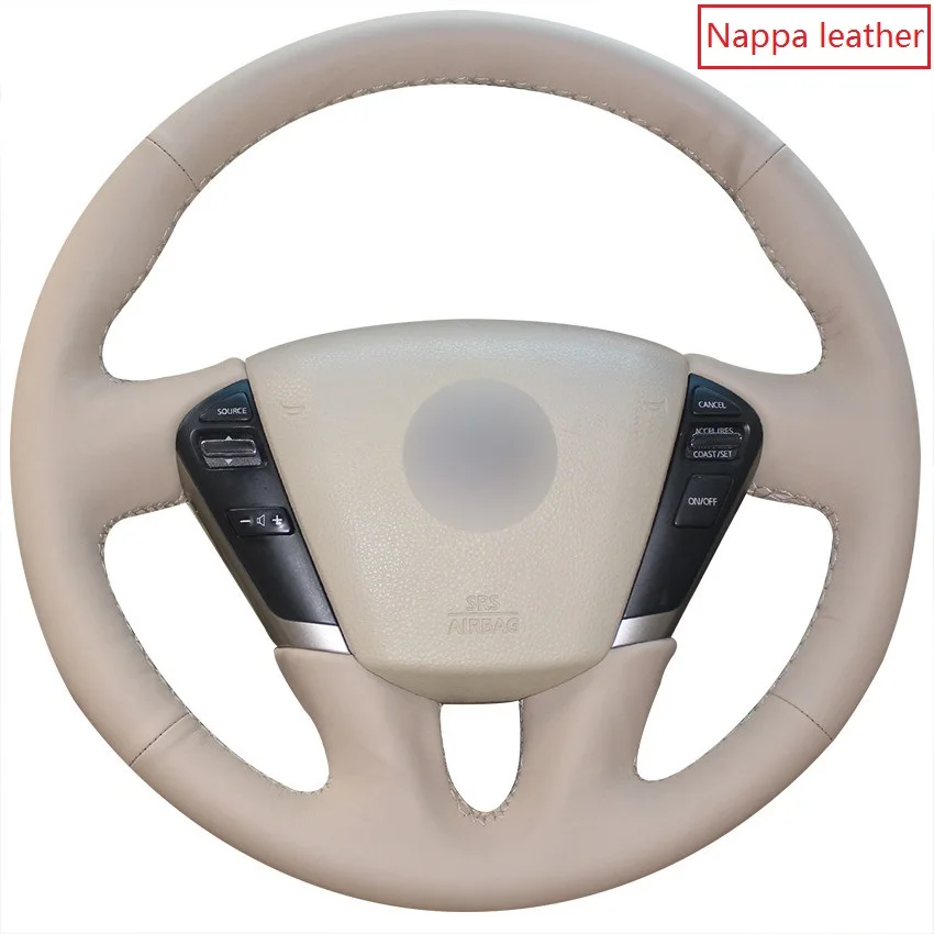 Nappa leather Ручная швейная Оплетка на руль для Nissan Teana 2008-2012 Murano 2009- volante кожаный чехол на руль - Название цвета: Nappa leather
