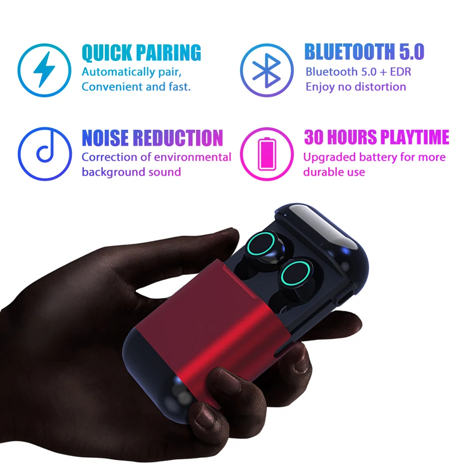ANBES Bluetooth наушники TWS беспроводные стереонаушники с микрофоном и зарядным