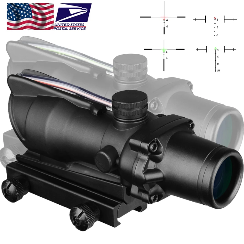 Охотничий Прицел ACOG 4X32 оптика из настоящего Волокна Красная точка с подсветкой
