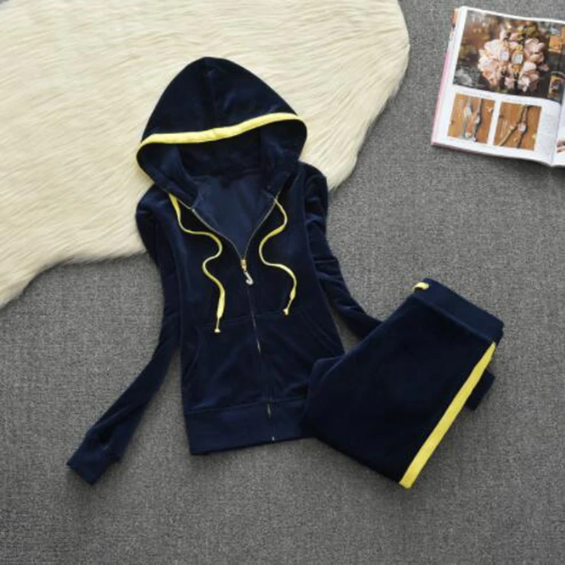 Spring / Autumn 2019 Women's Brand Tracksuit Velvet Cloth Suit Velor Sweatshirts &amp Pants size S-XL | Женская одежда