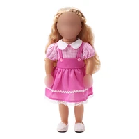 new doll pink dress fit 18 inch girl doll and 43 cm baby dolls clothing accessories ts53