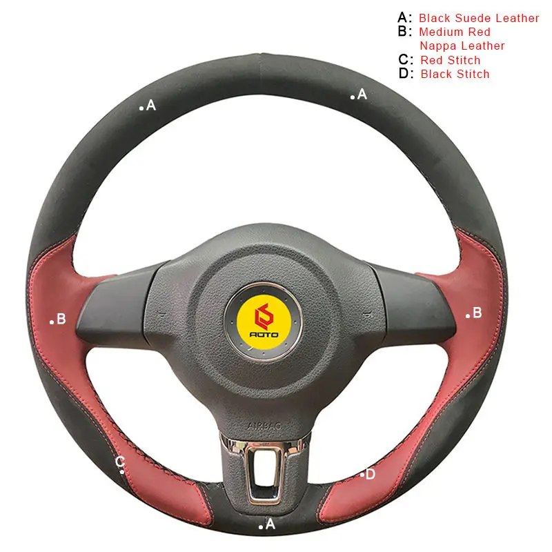 Nappa and Suede Автомобильная Оплетка на руль для Volkswagen VW Golf 6 Mk6 VW Polo MK5 2010-2013Q без оригинальных кожаных чехлов на колеса - Название цвета: Nappa and Suede