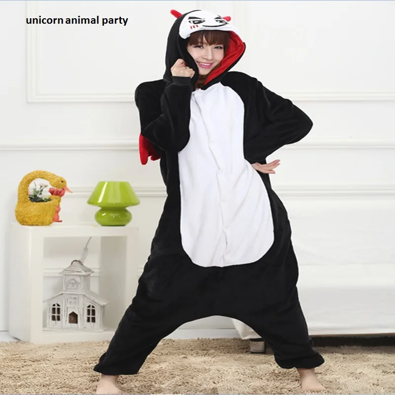 Kigurumi пижамы унисекс Фланелевая Пижама для взрослых дьявола с рисунком животных