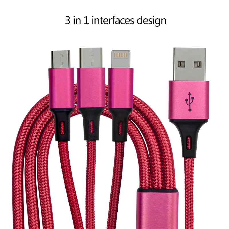 Оригинальный USB кабель для Xiaomi 3 в 1 Type C Micro Lightning зарядное устройство IPhone Android IOS Iphone
