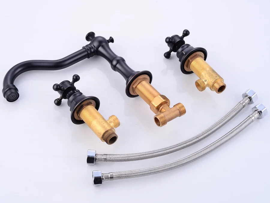 Смеситель для раковины твердый латунь горячая холодная двойная ручка 3 отверстия